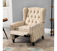 HOMCOM Marble Effect Manual Reclining Armchair w/ Footrest Studs Wood Legs in Beige HOMCOM Beige
