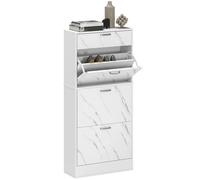 HOMCOM Shoe Cabinet w/ 4 Drawers Shoe Storage Organiser for 18 Pairs Black in White HOMCOM White