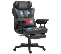 HOMCOM Massage Office Chair - Heated Reclining Desk Chair - Black/Grey - Black | TJ Hughes