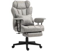 HOMCOM Massage Office Chair with 6 Point Massage and Heat, Desk Chair with Footrest, Reclining Backrest, Swivel Wheels, Adjustable Height, Grey