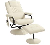 Homcom Massage Ottoman Cushioned Recliner Chair 10 Points Vibration Cream