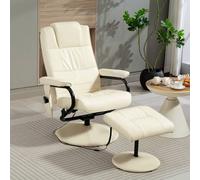 HOMCOM Massage Ottoman Cushioned Recliner Chair 10 Points Vibration Cream HOMCOM Cream