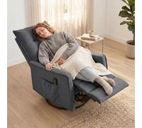 Homcom Massage Recliner Armchair, Swivel Rocking Recliner Chair, Dark Grey