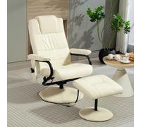 HOMCOM Massage Recliner Chair Cushioned Ottoman 10 Point Vibration Cream - Cream