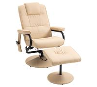 HOMCOM Massage Recliner Chair Cushioned Ottoman 10 Point Vibration Cream