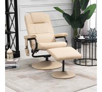 Homcom Massage Recliner Chair Cushioned Ottoman 10 Point Vibration In Beige Beige