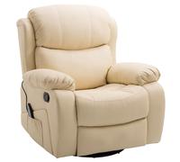 HOMCOM Massage Recliner Chair Manual Reclining Chair with Footrest Remote Beige