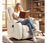 HOMCOM Massage Recliner Chair with 8 Vibration & Heat in Cream HOMCOM Cream