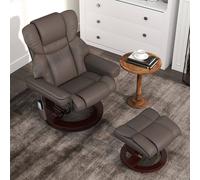 HOMCOM Massage Recliner Chair with Footstool and Adjustable Backrest - Brown | TJ Hughes