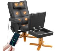 HOMCOM Massage Recliner Chair with Footstool Adjustable Backrest Black | Upholstered Armchair, Remote Control, Hidden Storage, USB Ports, Living Room, Bedroom