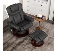 HOMCOM Massage Recliner Chair with Footstool and Adjustable Backrest, Black, Black