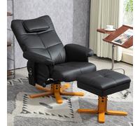Homcom Massage Recliner Chair With Footstool And Hidden Storage, Black