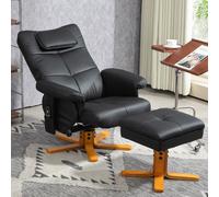 HOMCOM Massage Recliner Chair with Footstool and Hidden Storage, Black