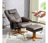 HOMCOM Massage Recliner Chair with Footstool Hidden Storage - Dark brown - PU Leather, Wood