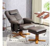 HOMCOM Massage Recliner Chair with Footstool and Hidden Storage, Dark Brown, Brown
