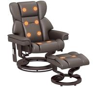HOMCOM Massage Recliner Chair with Footstool and Adjustable Backrest - Brown | TJ Hughes