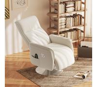 Homcom Massage Reclining Chair With Adjustable Backrest, Cream White