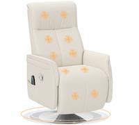 Homcom Massage Reclining Chair With Adjustable Backrest, Cream White Cream