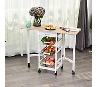 HOMCOM MDF Extendable Kitchen Island Trolley White