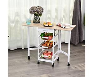 HOMCOM MDF Extendable Kitchen Island Trolley White