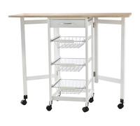 HOMCOM MDF Extendable Kitchen Island Trolley - White | TJ Hughes