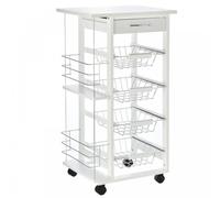 HOMCOM MDF Multifunction Kitchen Island Trolley White | TJ Hughes