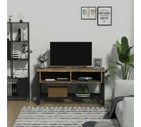 HOMCOM Media Stand for TVs Up to 45" TV w/ 3 Shelves Cable Holes Metal Frame - Antique wood color