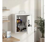 HOMCOM Medicine Cabinet, Medical Cabinet w/ Combination and Key Lock, White