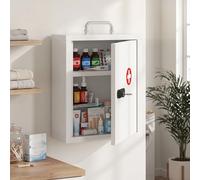 HOMCOM Medicine Cabinet, Medical Cabinet w/ Combination and Key Lock, White