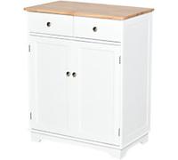 HOMCOM Medium-Density Fibreboard, Rubberwood Cabinet 2 Drawers 403 x 680 x 850 mm White