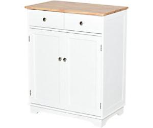 HOMCOM Medium-Density Fibreboard, Rubberwood Cabinet 2 Drawers 403 x 680 x 850 mm White