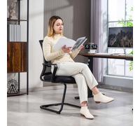 HOMCOM Meeting Office Chair, Mesh Reception Chair with Sled Base, Black, Black