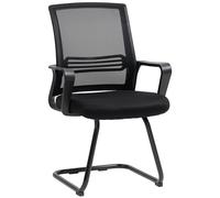 HOMCOM Meeting Office Chair, Mesh Reception Chair with Sled Base, Black, Black