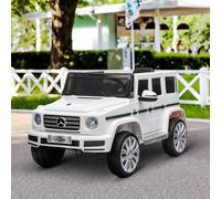 HOMCOM Mercedes Benz G500 Licensed 12V Kids Electric Ride On Car Toy with Parental Remote Control Battery-powered 2 Motors Music Lights MP3 for 3-8 Years Old White