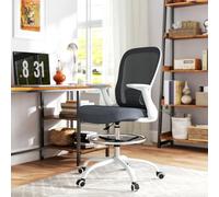 Homcom Mesh Draughtsman Chair, Ergonomic Drafting Chair In Grey Grey