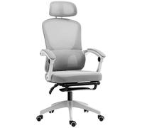 HOMCOM Mesh Ergonomic Office Chair with Lumbar Support - Headrest - Grey | TJ Hughes