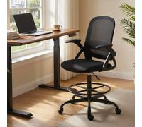 Homcom Mesh Painting Chair, Rolling Desk Chair With Flip-Up Armrests, Black Black