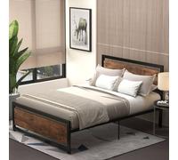 Homcom Metal Bed Frame Slat Support Bedstead Base W/ Headboard & Footboard In Black Black Single