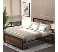 HOMCOM Metal Bed Frame Slat Support Bedstead Base w/ Headboard & Footboard in Black | Size: Double HOMCOM Black Double