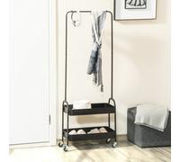 HOMCOM Metal Clothes Rack with Shoe Stand, Clothing Rail on Wheels