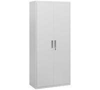 HOMCOM Metal Filing Cabinet Office Storage Cabinets with 5 Adjustable Shelf Steel Frame Office Cabinet with Lockable Doors, White Aosom UK