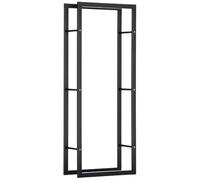 HOMCOM Metal Firewood Log Holder Firewood Rack Black 60W x 25D x 150H cm