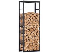 Homcom Metal Firewood Log Holder Rack Elevated Tiered Base Side Rails In Black Black