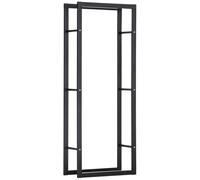 HOMCOM Metal Firewood Log Holder Tall Firewood Rack Indoor Outdoor Fireplace Wood Storage Shelf, Black, 60Wx25Dx150Hcm Aosom UK