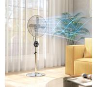 HOMCOM Metal Pedestal Fan with Oscillating, Adjustable Height, Timer