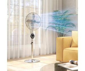 Homcom Metal Pedestal Fan With Oscillating, Adjustable Height, Timer