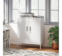 HOMCOM Metal Cabinet, Office Storage Cupboard with Adjustable Shelves in White HOMCOM White