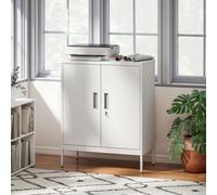 HOMCOM Metal Storage Cabinet with Lock for Home Office, Garage, Study in White HOMCOM White