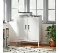 Homcom Metal Storage Cabinet With Lock For Home Office, Garage, Study, White