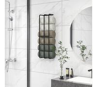 Homcom Metal Towel Rack Wall Mounted, 3 Bar Towel Rail For Bathroom, Black Black